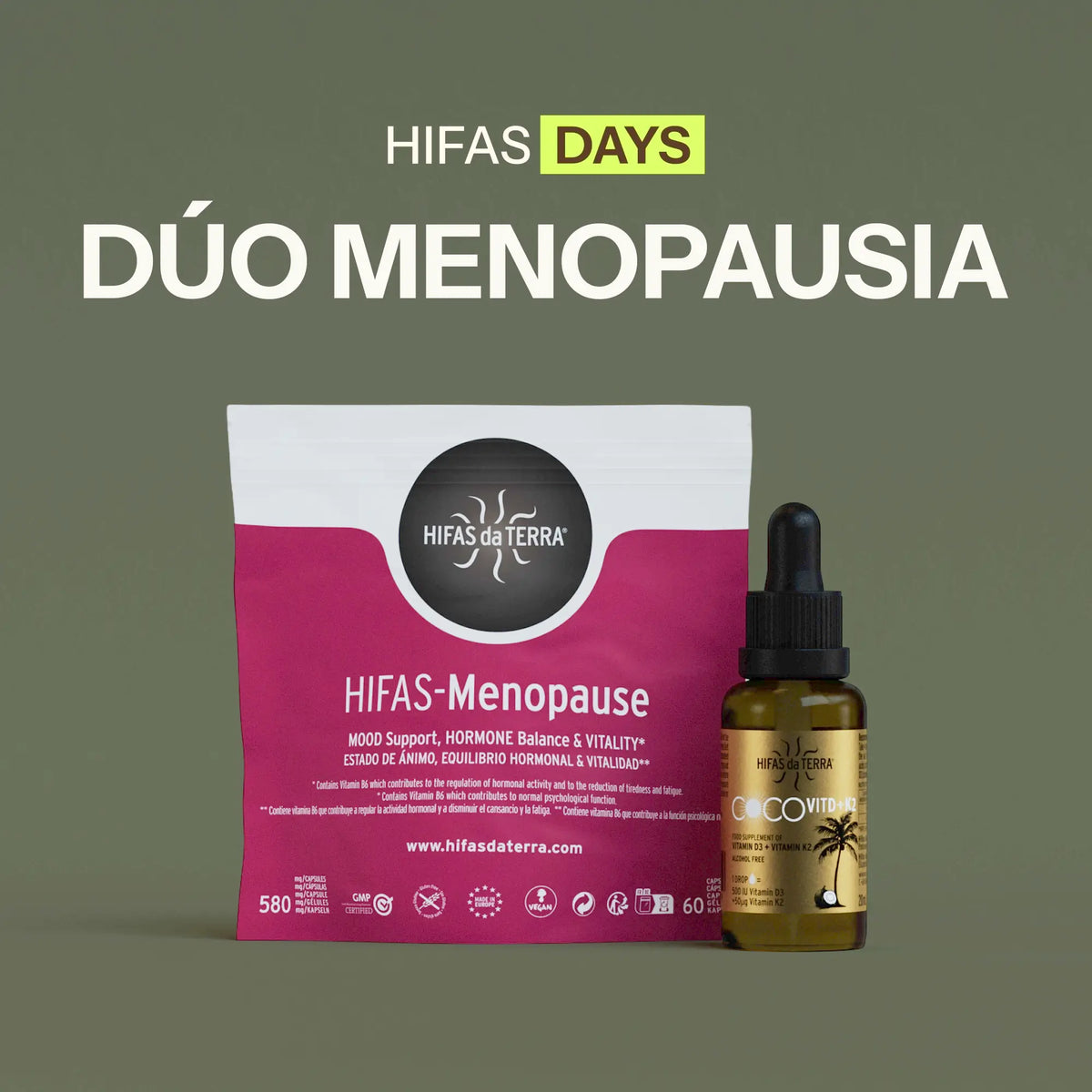 DUO MÉNOPAUSE : HIFAS-Menopause + Cocovit D+K2