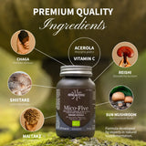 Mico-Five  - Extraits purs de Reishi, Shiitake, Maitake, Champignon du Soleil et Chaga