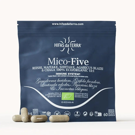 Mico-Five Pure extracts from Reishi, Shiitake, Maitake, Sun and Chaga Mushrooms