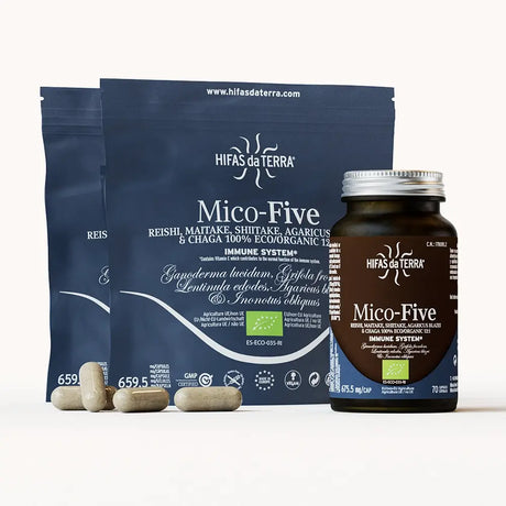 Mico-Five Pure extracts from Reishi, Shiitake, Maitake, Sun and Chaga Mushrooms